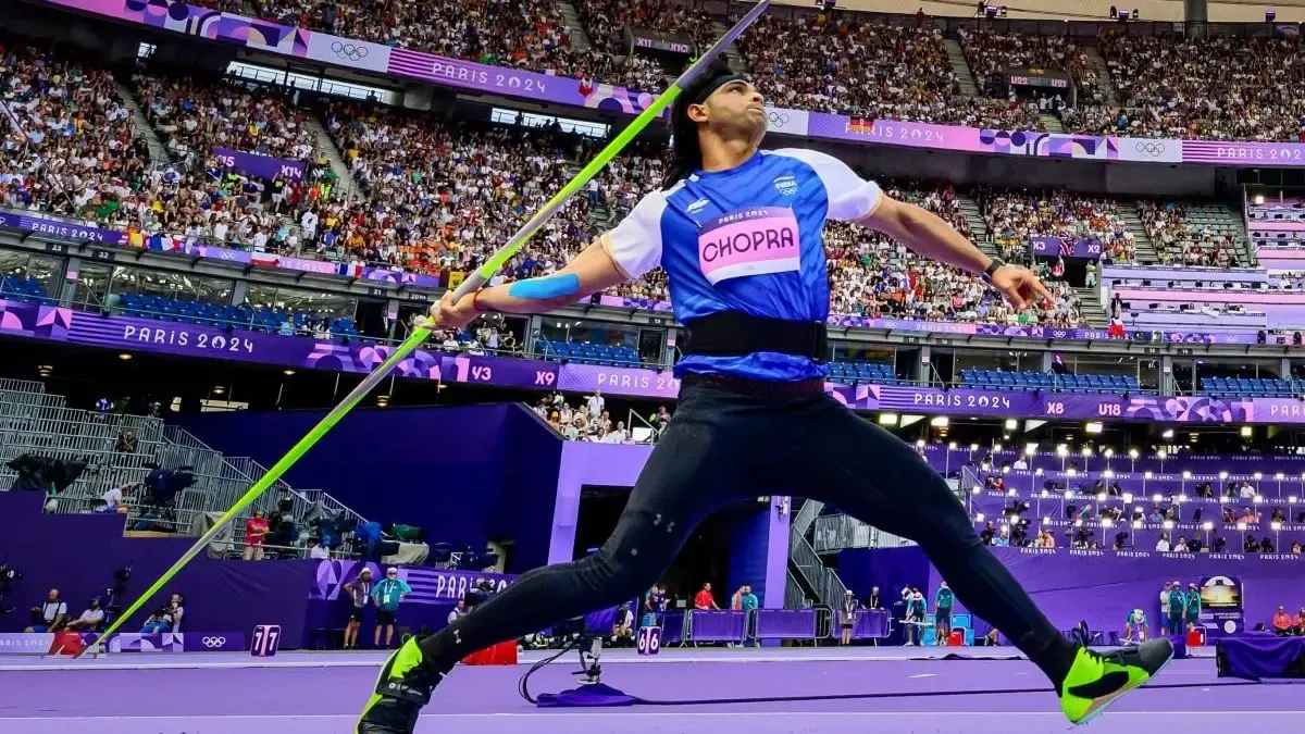Neeraj Chopra prepares to compete in the men's javelin throw final at the Commonwealth Games 2026 in Glasgow after qualifying fifth, with Arshad Nadeem and Rumesh Tharanga Pathirage also in the field.